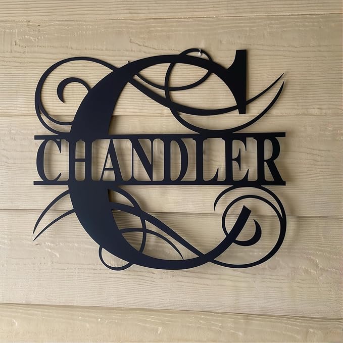 Personalized Metal Name Signs, Split Letter Monogram Wall Decor, Custom Last Name Sign, Family Name Sign for Outdoor, Personalized Wedding Gift, Garden Decor, Metal Wall Art, Housewarming Gift (MonogramDesign_6)