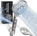 Pavezo® High Pressure Handheld Shower Head with Filter, ON/OFF Switch Pause Button, 10-mode Shower Head with Hard Water Softener Filters, SS Hose, Anti-clog & Powerful Clean Tile & Pet, Premium Chrome