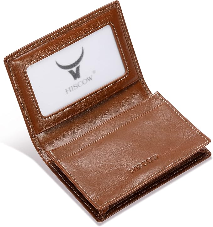 Leather Business Card Case Holder for Men & Women, Italian Calfskin