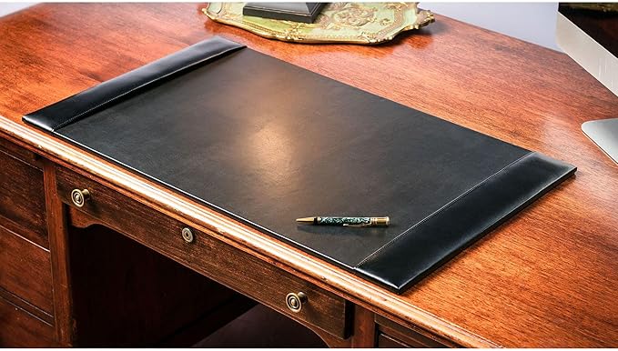 Dacasso Black 30" x 18" Desk Pad/Desk Mat/Desk Protector, Bonded Leather, 30.00 x 18.00 x 0.50 (PR-1403)