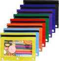 Pencil Pouch for 3 Ring Binder, 8 Pack Pencil Bags with Zipper, Large Capacity Pencil Case for Binder Assorted Color Pencil Case Pouch with Clear Window and Grommets Pencil Pocket for Office Supplies