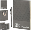 ENOMY Personalized Notebook Set with Pen & Gift Box A5 Leather Custom Notebook 200 Pages Lined Journal for Work,Business,College,Travel,Birthday,Valentine's Day Gift, Grey