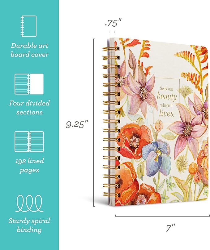Compendium Spiral Notebook – Seek Out Beauty Where It Lives. – A Designer Spiral Notebook with 192 Lined Pages, College Ruled, 7.0" W x 9.25" H