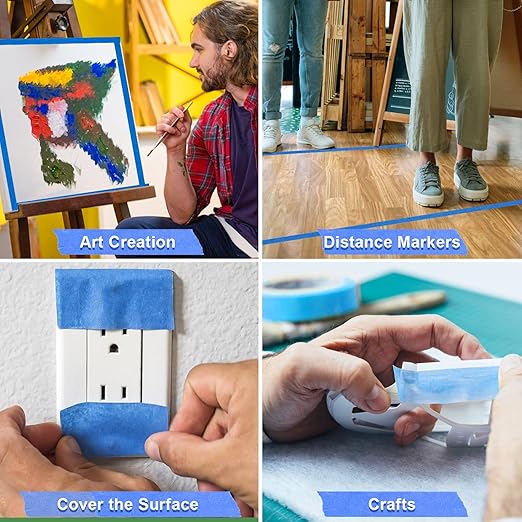 NEOACT 24 Rolls Blue Painters Tape 2 Inch Wide,55 Yards Multi-Surface Residue Free Masking Tape for Walls Painting,Packing,Labeling,DIY Crafts,24 Rolls X 2 Inch X 55 Yards(1320 Yards Total)