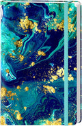 Lined Journal Notebook, Hardcover, Medium 5.7 x 8.4 in, 160 Pages Thick Paper, Cute Aesthetic A5 College Ruled Notebook for Journaling Writing Work Office School Women Men, Blue Gold Marble
