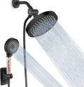 Voolan High Pressure Rain Shower Head with Handheld Spray Combo, Hand Held Filter Showerhead with Self-adhesive Holder and 59" Hose ((Round, Matte Black)