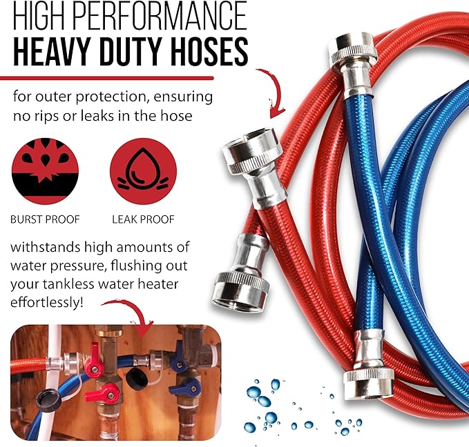 Safetech Tankless Water Heater Flushing Kit with Screw-Top Lid, Premium Hoses, 1/6 HP Utility Pump, and Pump Grate - Just Add Vinegar