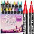 72 Colors Dual Tip Acrylic Paint Markers,Fine Tip and Brush Tip Permanent Acrylic Paint Pens For Rock Painting, Canvas, Wood, Glass, Ceramic, Fabric, Plastic, Egg, Scrapbook,Art Painting Supplies Kit
