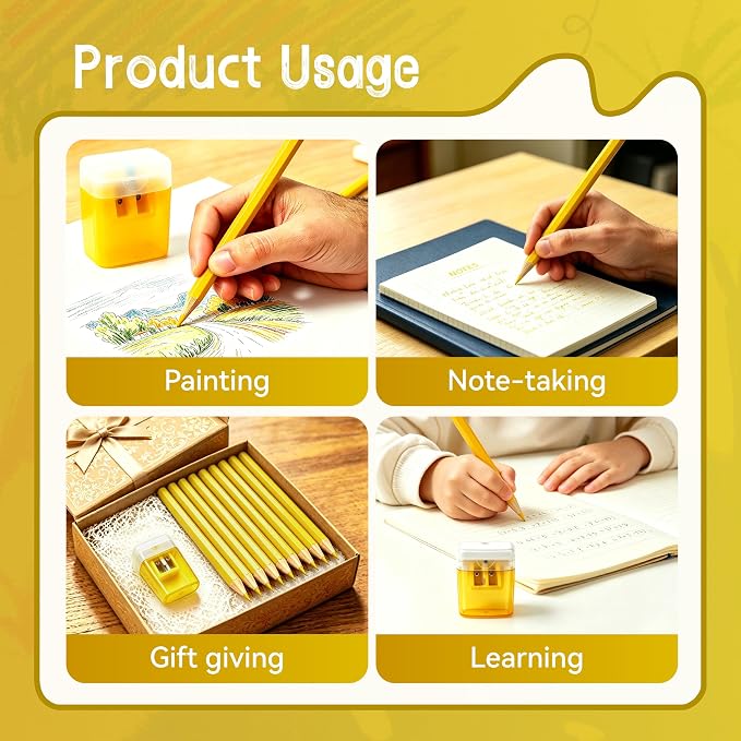 36 Piece Yellow Colored Pencils Set with Sharpener, Pre-Sharpened Professional Wooden Art Pencils for Artists Drawing and Sketching, Premium Colored Tone Supplies Delivering Detailed Painting(Yellow)