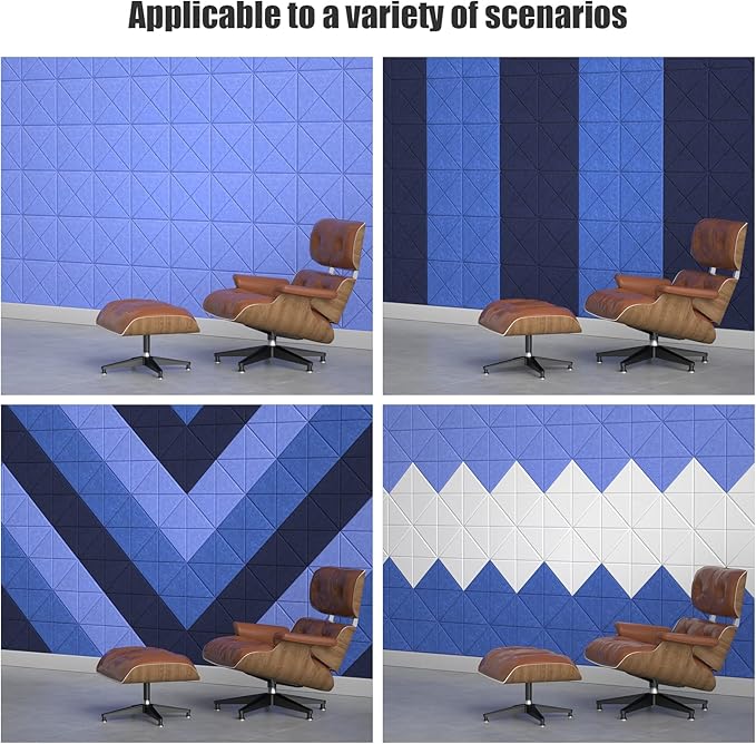 Sonicism 12 Pack X-Lined Acoustic Panels with Self-Adhesive, 12" X 12" X 0.4" Sound Proof Foam Panels, Decorative Soundproof Wall Panels, Sound Proofing Panels for Home & Office, Sky Blue
