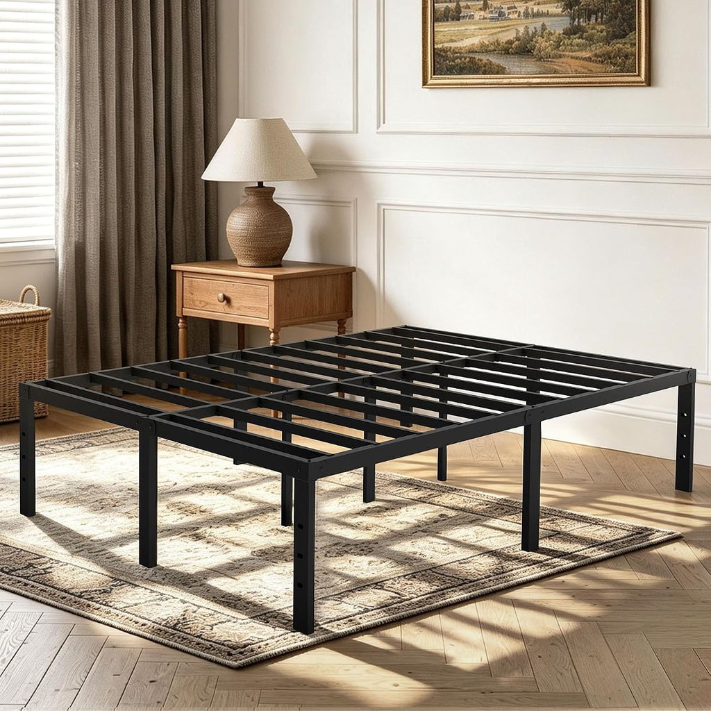 14" Queen Bed Frame Sturdy Metal Platform for More Storage No Box Spring