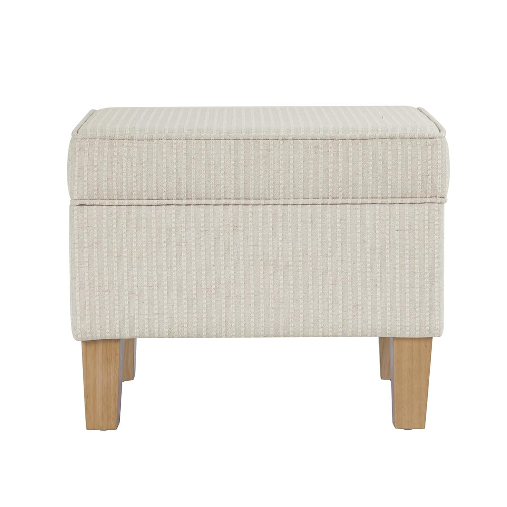 22" Modern Rectangular Storage Ottoman - White Woven Stripe