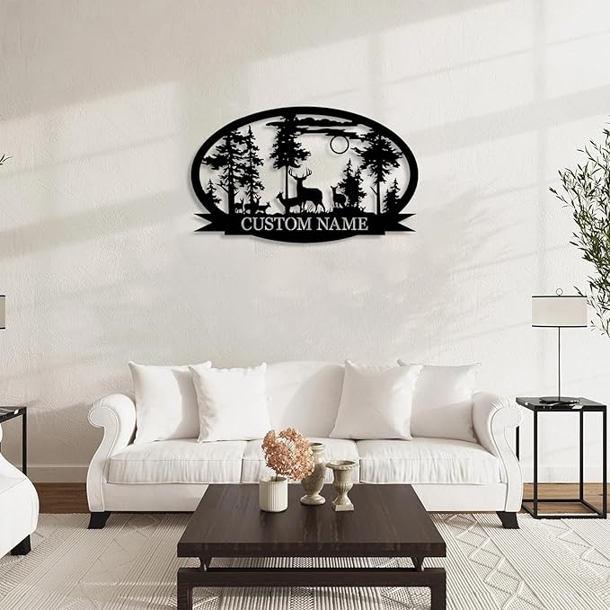 Personalized Deer Metal Cabin Sign | Custom Metal Sign | Personalized Camping Signs | Deer Hunter Gift | Custom Signs Outdoor Metal | Custom Family Name Sign | Cabin Decor | Porch Sign