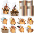 CJiangpo 24 Pack Groundhog Sticky Note with Pen Gift Set, Cute Cartoon Self Stick Notepad Funny Memo Pad Ballpoint Pens with Organza Bags, Groundhog Day Party Favor Gift for Kids Classroom Rewards
