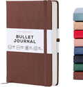 BEECHMORE BOOKS A5 Dotted Journal – 160gsm Thick Paper No-Bleed Bullet Notebook – Hardcover Dot Grid Logbook with Presentation Gift Box – Vegan Leather Sketchbook for Artists & Professionals