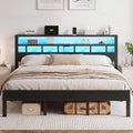 King Size Bed Frame with Charging Station and LED
