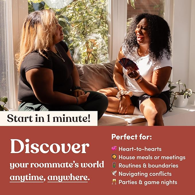 Roommates are Human | 140 Conversation Cards to Help You Get to Know Your Roommates | A Card Game for Discovering How to Live Well Together | Relationship Card Game for 2+ Players