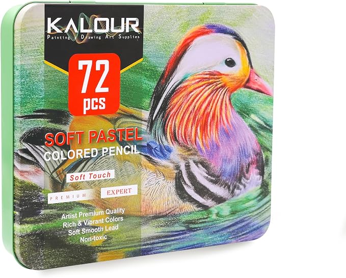 KALOUR Pro Pastel Chalk Colored Pencils,Set of 72 Colors,Color Charcoal Pencils for Drawing Sketching Coloring Shading,Art Supplies for Adults Artists