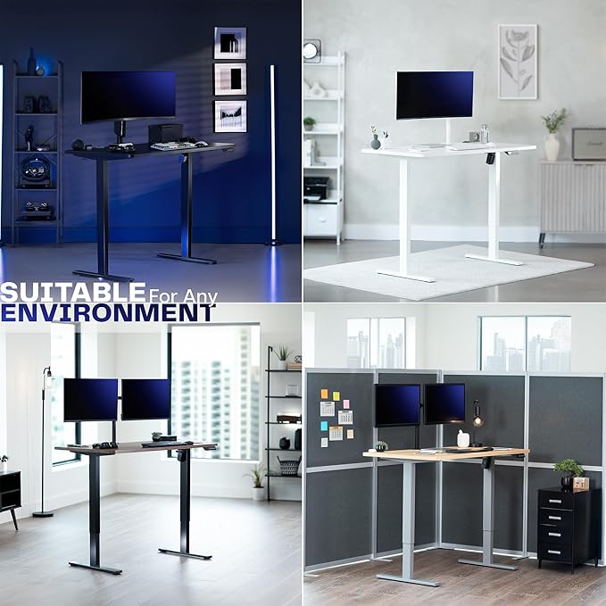 VIVO Electric 43 x 24 in Standing Desk, Memory Height Adjustment, 1B Series, Holds 220 lbs, One-Piece Light Wood Top, Gray Frame, DESK-KIT-1G4C