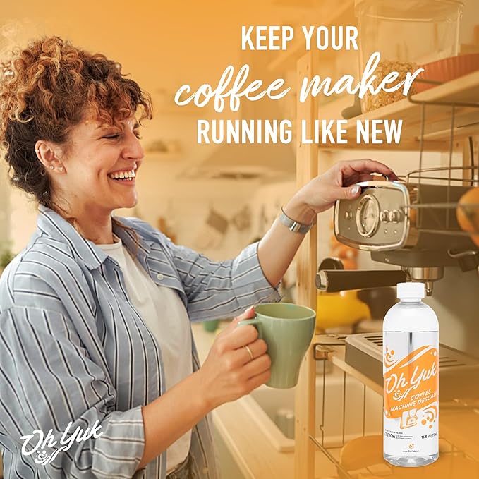 Oh Yuk Coffee Machine Descaler - Cleaning and Descaling Solution Universally Compatible for All Brands and Machine Types: Breville, Delonghi, Nespresso, Keurig - 16 oz (1)