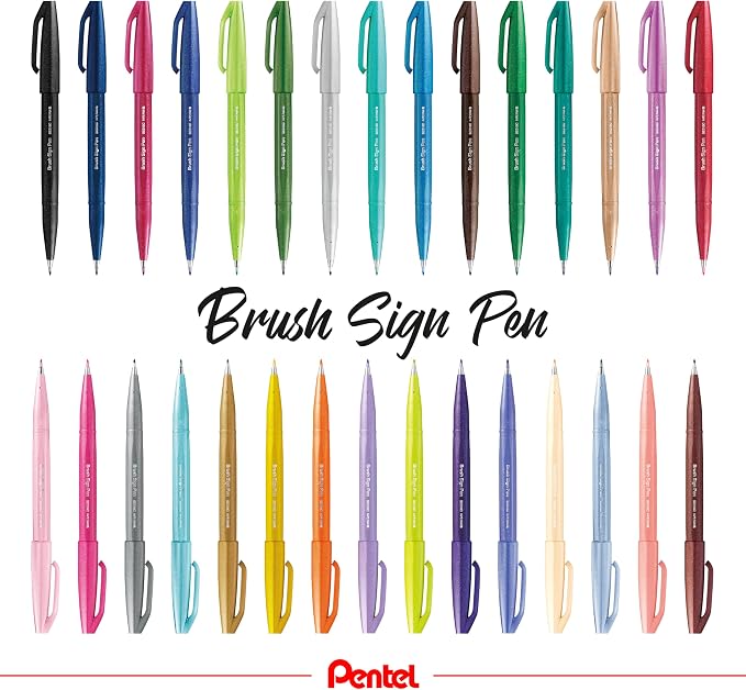 Pentel Fude Touch Sign Pen, Sky Blue, Felt Pen Like Brush Stroke (SES15C-S)