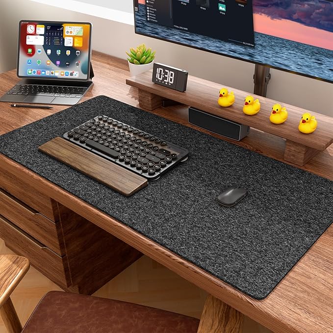 Auhoahsil Felt Desk Mat, Minimalist Large Mouse Pad XXL 35.5 x 15.7 in, Desk Matt for Desktop, Keyboard, Laptop, Computer, Office, Work from Home, Gaming, Dark Gray