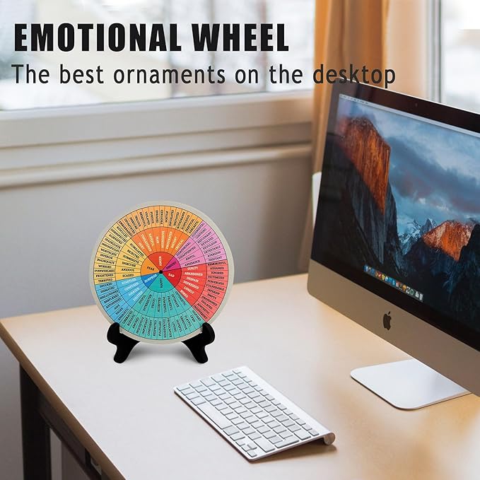 Feelings Wheel, Double-Sided Emotion Wheel with Stand, Counseling Office Must Have, Feelings Wheel Suitable for Therapy Office Decor School Counseling Office Must Have (JD2, 2)