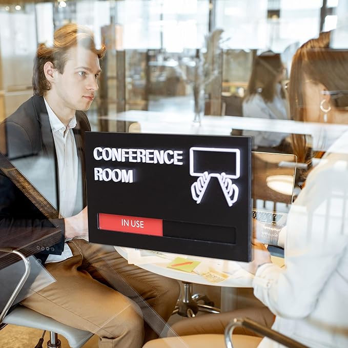 Office Door Signs for Conference Room, Meeting In Progress Door Sign, In Use Available Slider Indicator Tells Whether Room Vacant Or Occupied