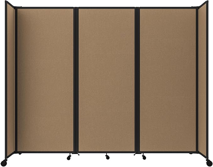 Versare Room Divider 360 Portable Wall Partition | Folding Panels | Large Freestanding Divider | Locking Wheels | Temporary Room Separator