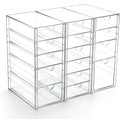 Prsildan 15 Drawers Teacher Toolbox Acrylic Containers, Set of 3 | Clear, Pens Markers Stickers Hardware Storage, Office Desk Kitchen Cabinet Garage Organizer
