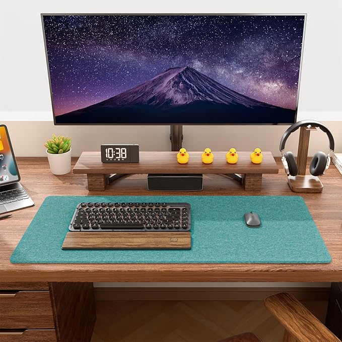 Auhoahsil Felt Desk Mat, Minimalist Large Mouse Pad XL 31.5 x 11.8 in, Desk Matt for Desktop, Keyboard, Laptop, Computer, Office, Work from Home, Gaming, Dark Green