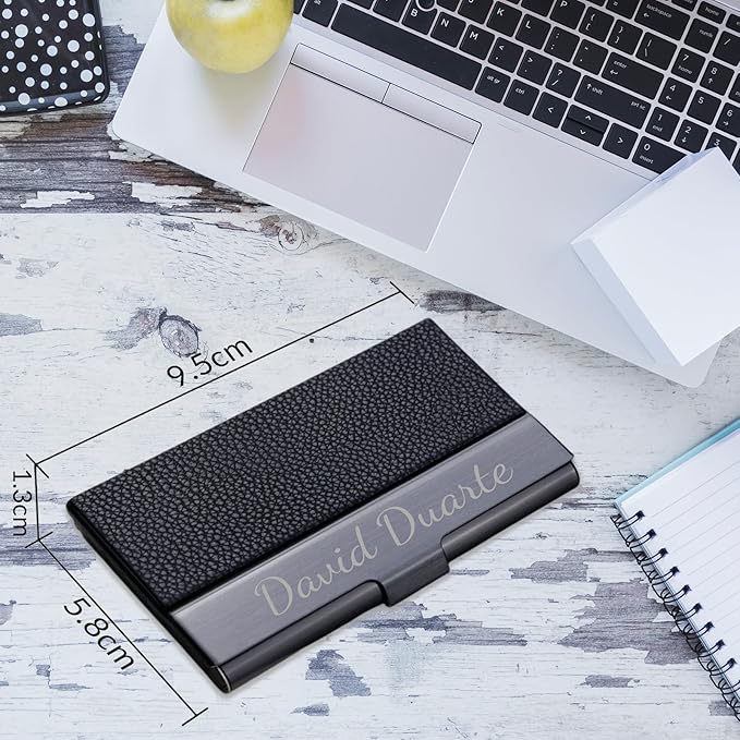 Taikuri Custom Business Card Holder Personalized Engraved Leather Business Card Case Holder Customized Your Text/Logo for Women/Men as Business/Unique Gift