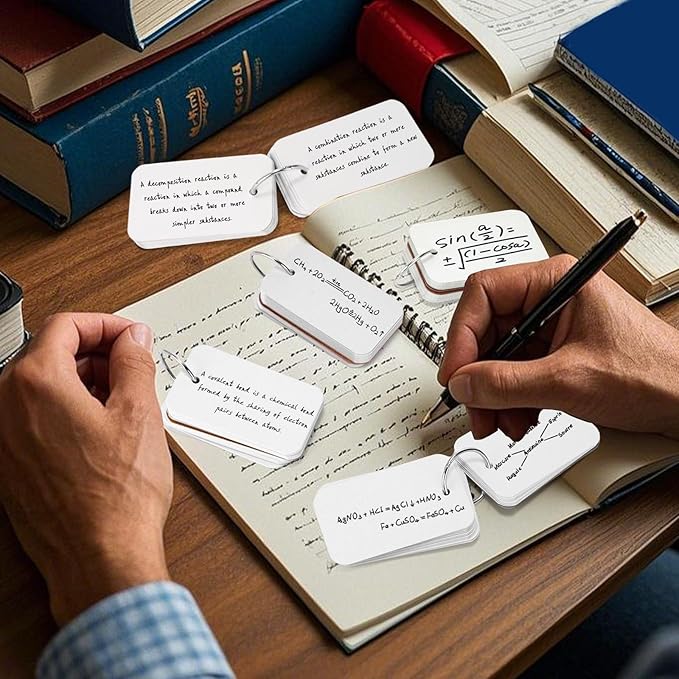 Koogel 300PCS Index Cards with Rings, 2.2 x 3.5 Inch, Small Flash Cards for Studying, Portable Blank Study Notecard for School Office Home Organization, Durable Study To Do List Note Taking Supplies
