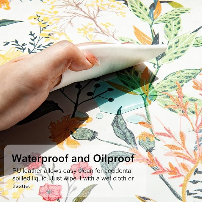 QIYI Floral Large Mouse Pad, Colorful Desk Mat for Desktop, Women Girls Desk Accessories Office Décor, PU Leather Waterproof Big Gaming Mousepad, Blooming Flowers Desk Pad Computer Mat, 31.5" x 11.8"