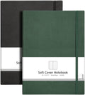 AHGXG Dotted Journal Notebook, 384 Pages, 120GSM, B5 (7.6'' × 10'') | 2 Pack, Leather Hardcover, for Journaling, Planning, Tracking (BlackGreen)