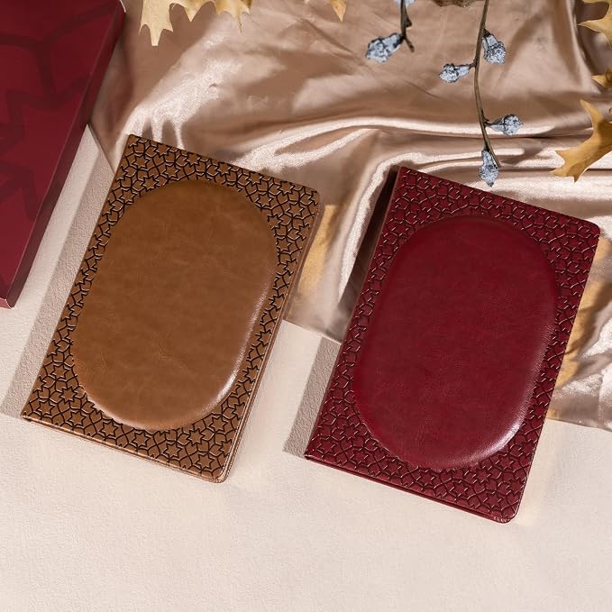 CAGIE Leather Journal for Women, 100 GSM 256 Lined Pages, A5 Hardcover | Wine Red vintage leather cover, gold edges, 100 GSM lined paper, ribbons, contents pages and gift box for daily writing
