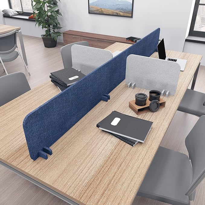Escape 12" Freestanding Desk Divider | Eco-Friendly Acoustic Privacy Screen | Noise Reducing Desk Partition | 47" Wide | White