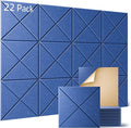 Sonicism 22 Pack X-Lined Acoustic Panels with Self-Adhesive, 12"X 12"X 0.4" Sound Proof Foam Panels, Decorative Soundproof Wall Panels, Sound Absorbing Tile for Home & Offices, Cerulean Blue