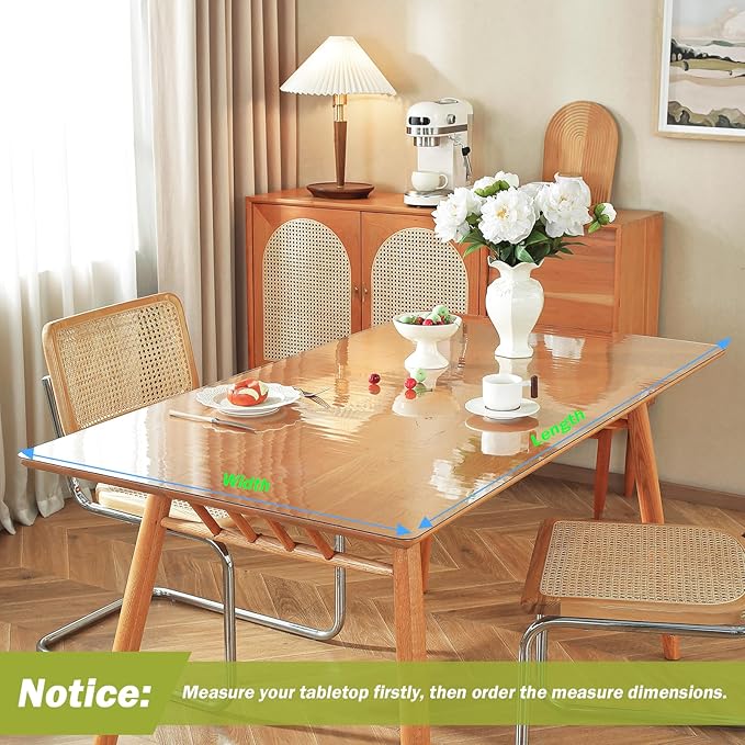 OstepDecor Clear Table Cover Protector 18 x 30 Inch, 1.5mm Thick Plastic Table Cover, Dining Table Protector Pad, Waterproof & Easy Cleaning PVC Desk Mat for Dresser, Coffee & Kitchen Wooden Tabletop