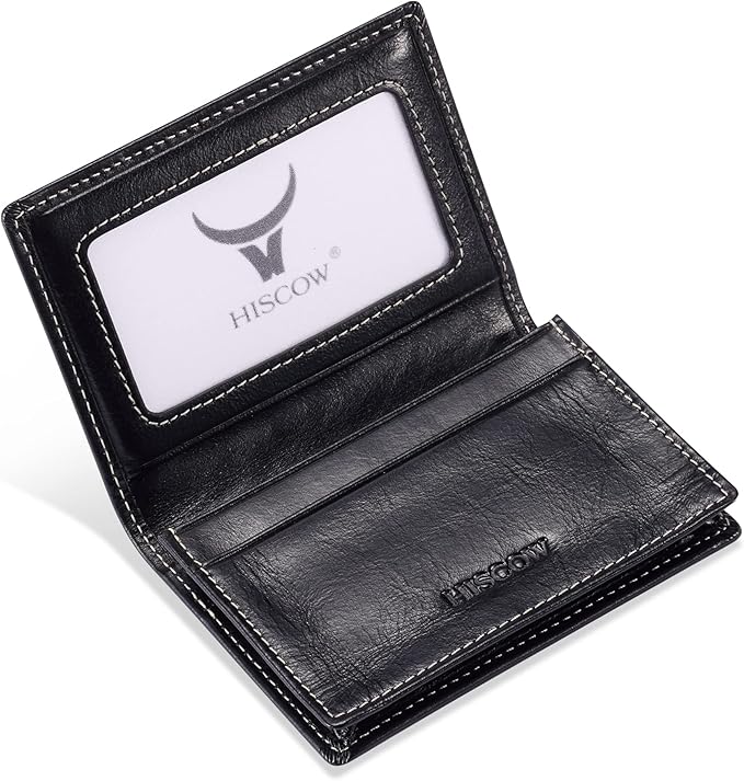 Leather Business Card Case Holder for Men & Women, Italian Calfskin