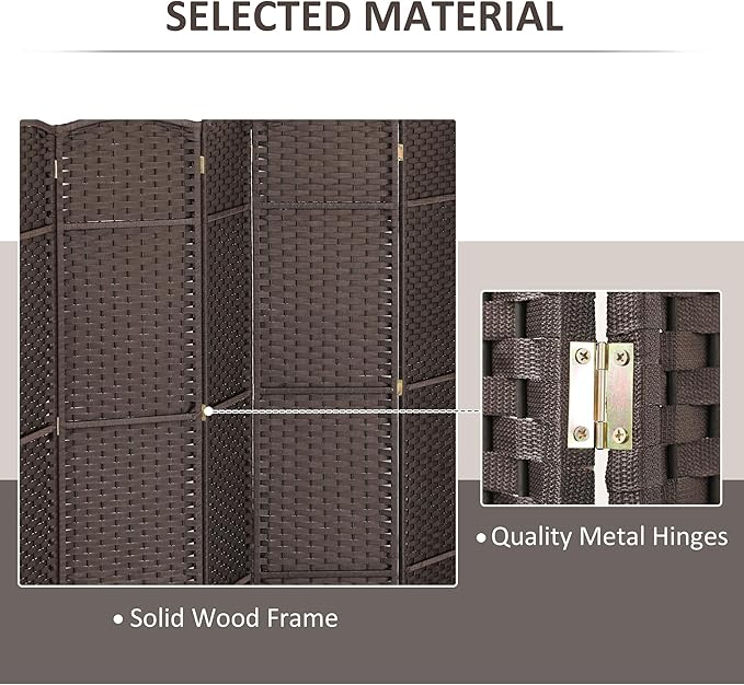 HOMCOM Room Divider, 8 Panel Folding Privacy Screen, 5.6' Tall Freestanding Wall Partition for Home Office, Bedroom, Brown
