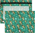 Deep Sea Fish Binder Pouches 3 Ring for Boys Girls School Office College Supplies Ocean Theme Fishman Pencil Pouches Case Bag with Clear Window and Zipper 2 Pack