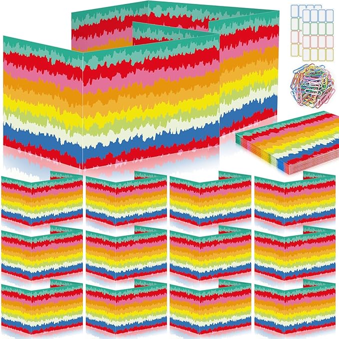 Cinrobiye 24 Pcs Inspirational Privacy Folders Standard for Students Cardboard Shields Test Privacy Boards Motivational Words Desk Dividers Shield for Classroom School Study Supplies (Tie-Dye)