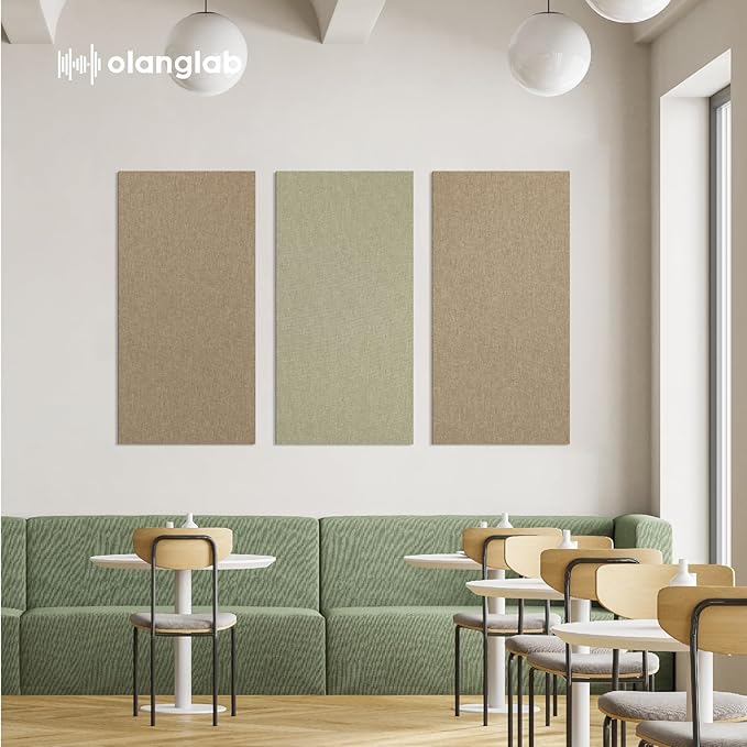 Olanglab Acoustic Panels 2 Pack, 48''x24'' Large Sound Panels, Fabric Wrapped Sound Proof Foam Panels for Walls, Sound Absorbing Panels for Recording Studio Acoustical Treatments (Ivory)