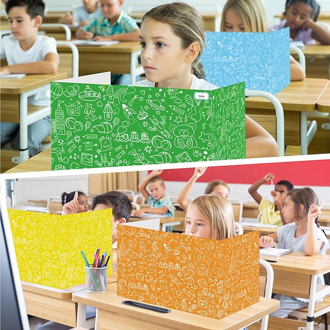 Cinrobiye 24 Pcs Inspirational Privacy Folders Standard for Students Cardboard Shields Test Privacy Boards Motivational Words Desk Dividers Shield for Classroom School Study Supplies (Simple)
