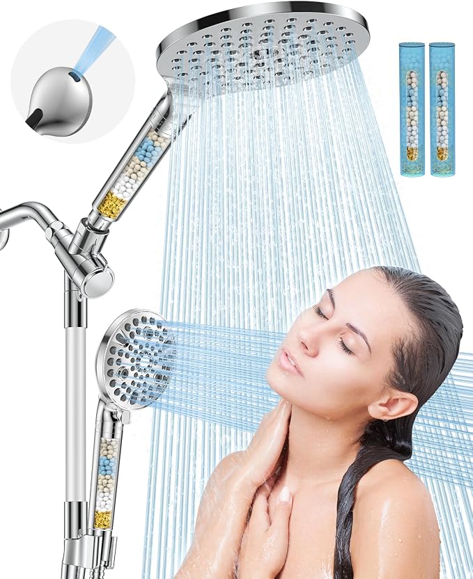 2 Pcs Shower Filter Replacement Cartridge for HOPOPRO Filtered Handheld Shower Heads, Multi-Stage Filter for Hard Water to Remove Chlorine, Heavy Metals & Sediments Impurities For Better Skin & Hair