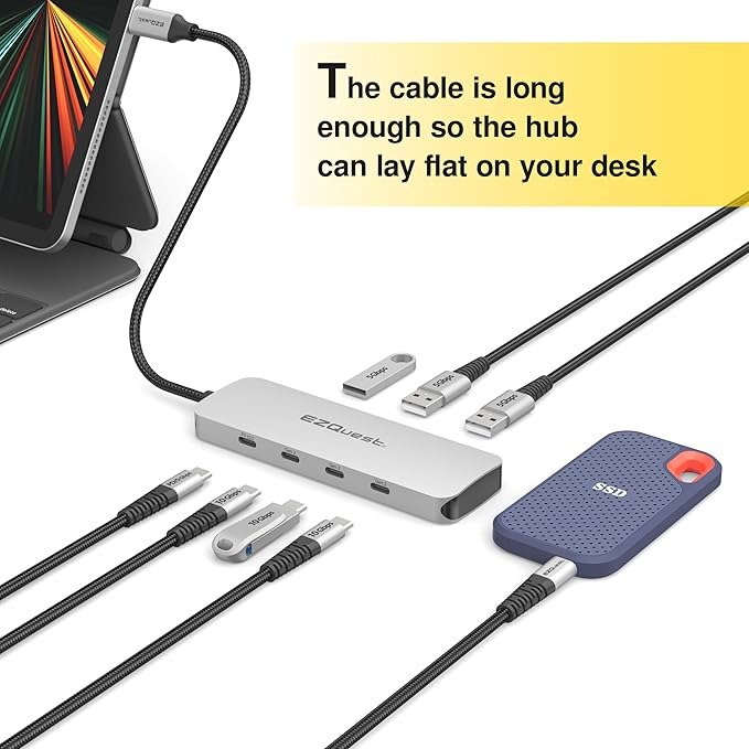 EZQuest USB C Hub Docking Station 7 in 1 with 3 Gen 2 10Gbs Ports, 3 USB A 3.0 Ports, 1 USB C Power Delivery 3.0 with 5Gbs Data, Compatible with MacBook/Dell/HP/Lenovo Laptops