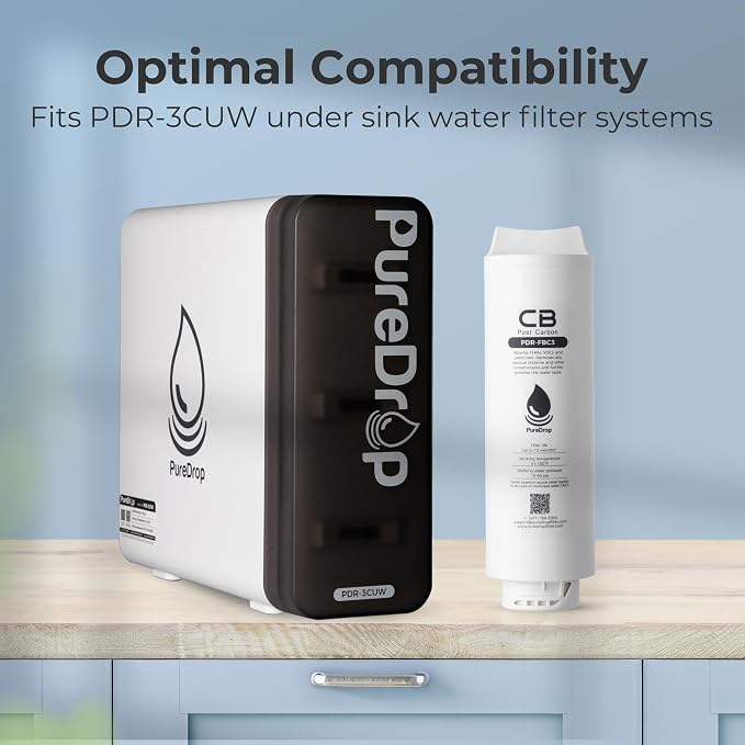 PureDrop PDR-FBC3 Post Carbon Replacement Filter Cartridge for PDR-3CUW Ultra-Filtration Under Sink Water Filter System