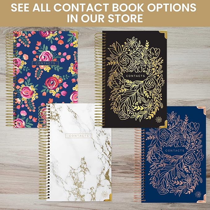 bloom daily planners Hardcover Contacts Address Password Book - Alphabetical Organizer with Tabs - 6” x 8.25" - Daydream Believer