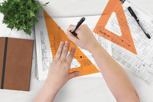 Pacific Arc's Scholastic Triangle - 6 inch - Fluorescent - 30/60 Angle - Polystyrene - Inking Edge - Technical Drawing Tools, Drafting, Architect and Engineering.